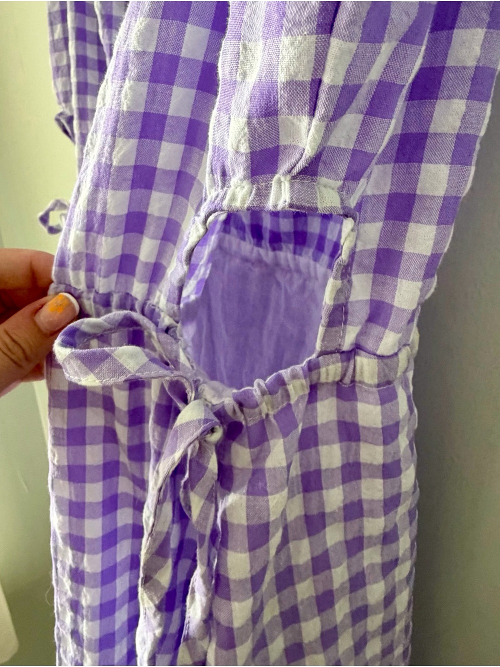 Sleeveless Lavender Gingham Tie-Waist Midi Dress 🧺🫧 - Picture 8 of 8